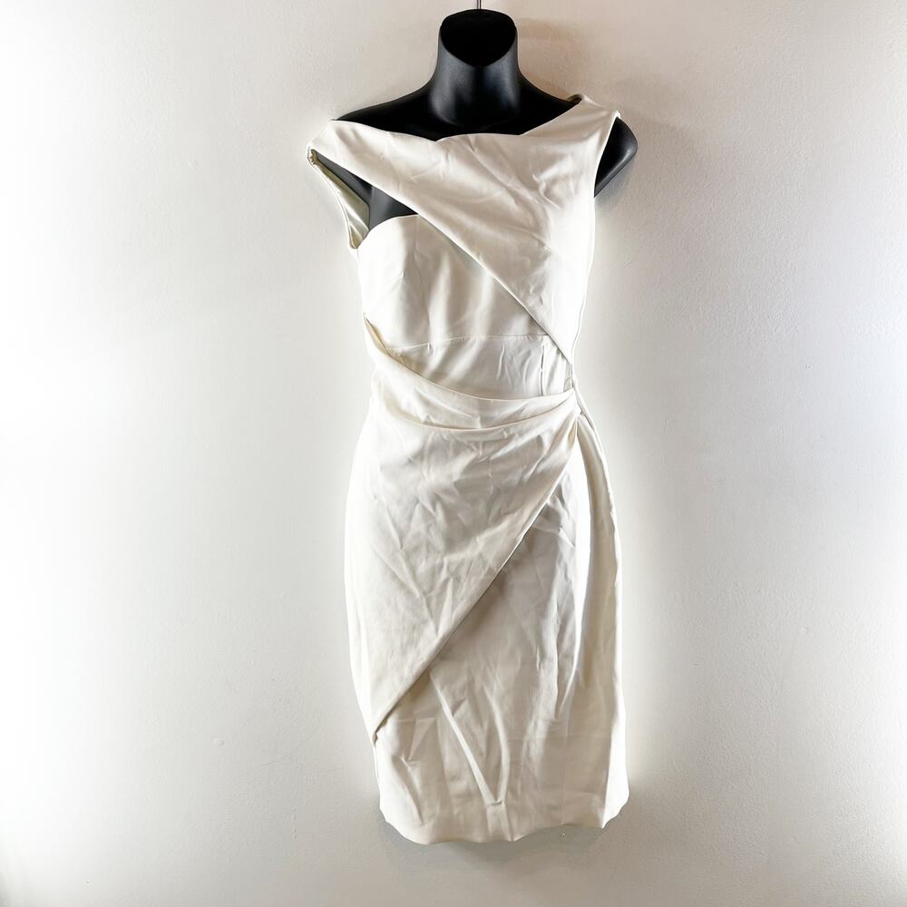 Chiara Bona La Petite Robe Draped Boatneck Pencil Mini Dress White 42